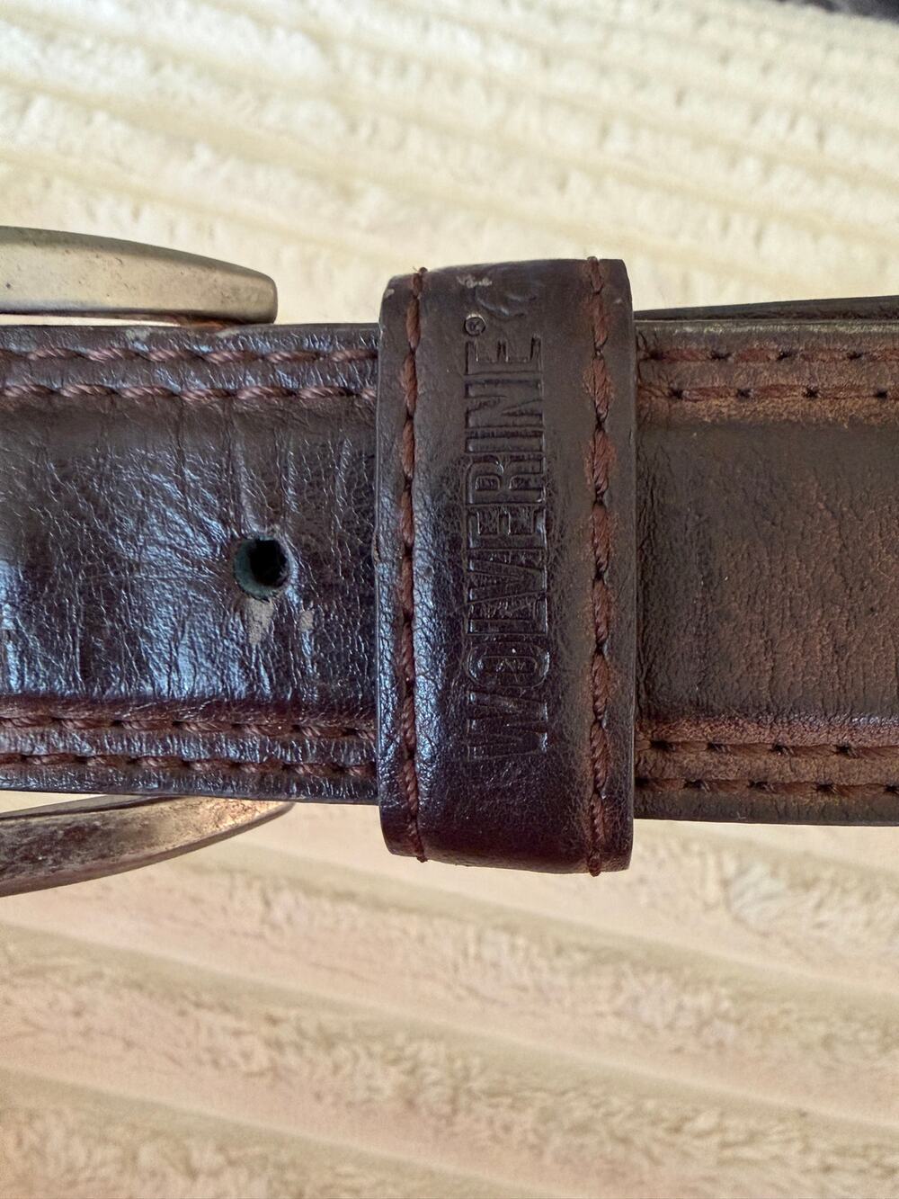 Wolverine Men's Brown Leather Belt Size 32 (30" to First Hole) Casual Work Wear